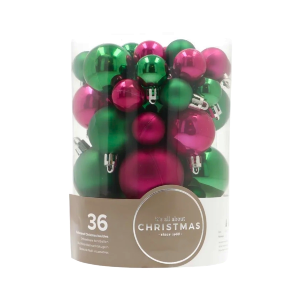Kerstballen shatterproof Berry 36 stuks