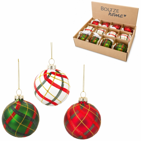 Boltze kerstbal glas Scotty 10 cm 3 assorti