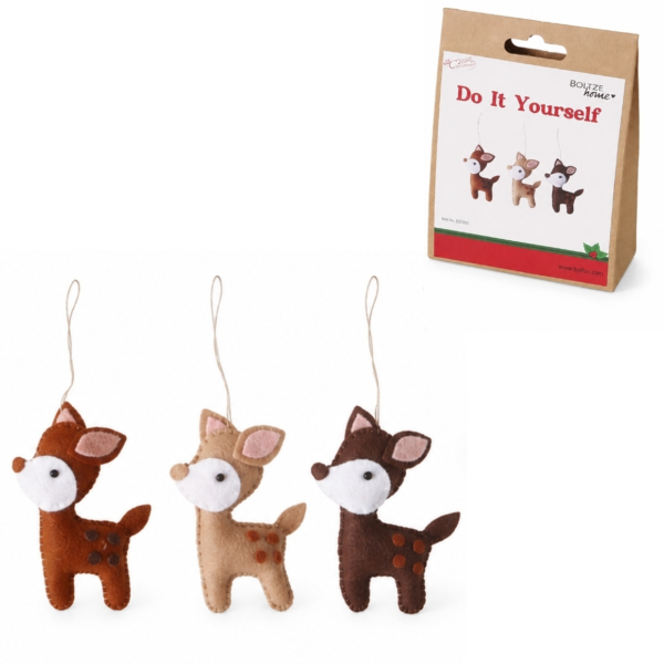 Boltze DIY kersthanger rendier vilt 10,5 cm set van 3