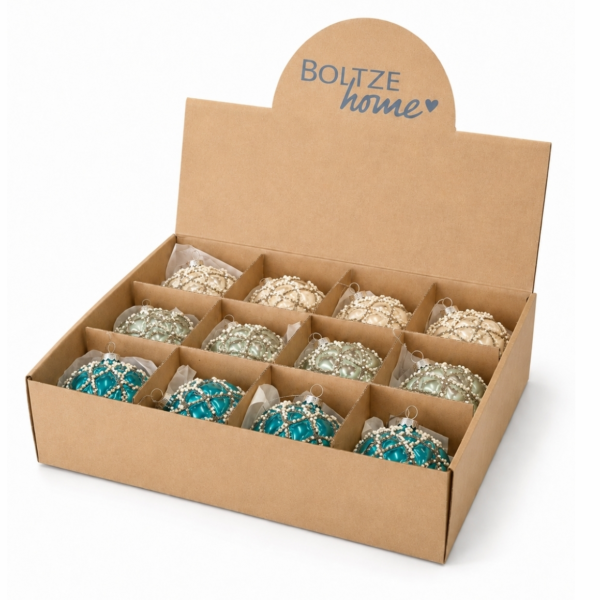 Boltze kerstbal glas Pelia 9 cm 3 assorti
