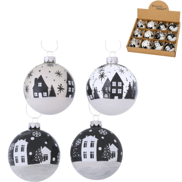 Boltze kerstbal Villeo 8 cm 4 assorti