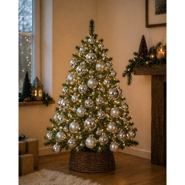 Glazen kerstballen zilverkleurig 7 cm 52 stuks
