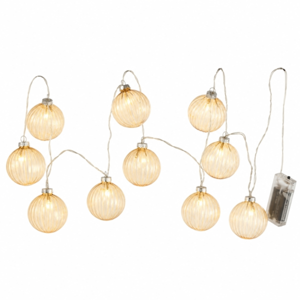 J-Line lichtketting Bollen glas amber 165 cm