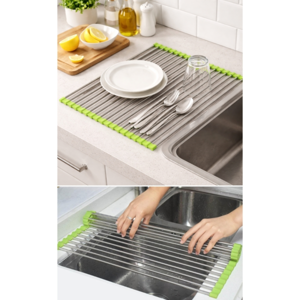 Afdruiprek keuken flexibel groen 47 cm