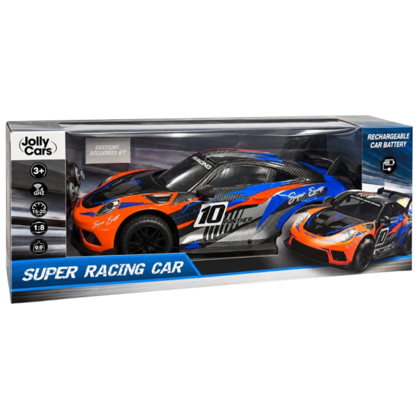 Jolly Cars raceauto blauw/oranje 47 cm