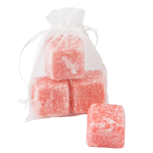 Amberblokje pure 4,5 cm organza zakje met 3 stuks