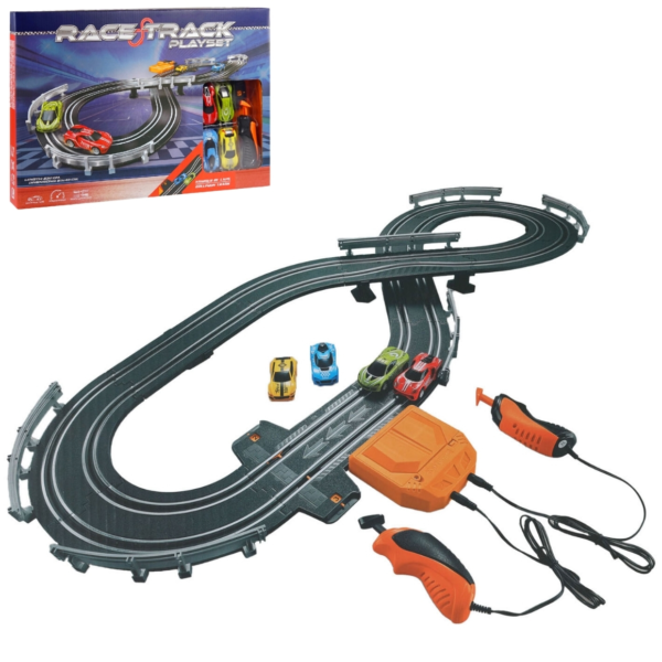 Race track speelset met raceautos op batterij 232 cm