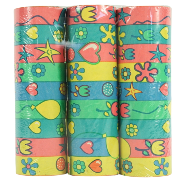 Serpentines bloemen/sterren en Halloween 4 meter 2 assorti set van 3