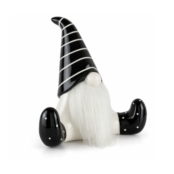 J-Line beeld kerstman zittend zwart/wit 19 cm