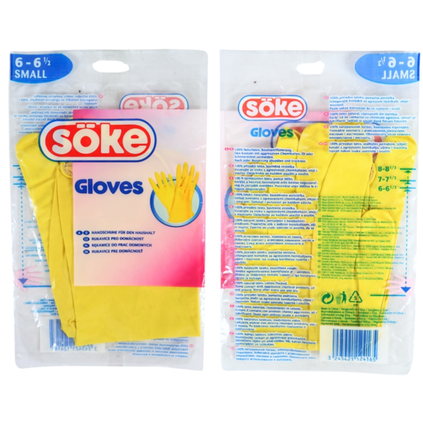 Soke huishoudhandschoenen latex geel maat S