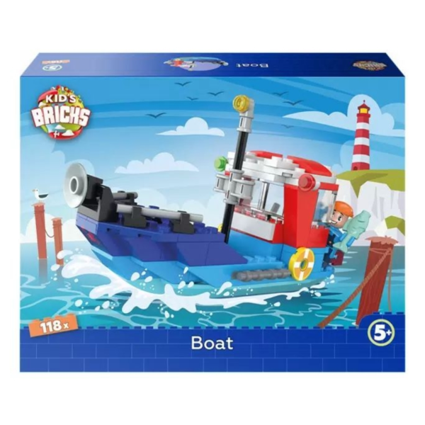Kids Bricks bouwstenen boot 16 cm 118 delig