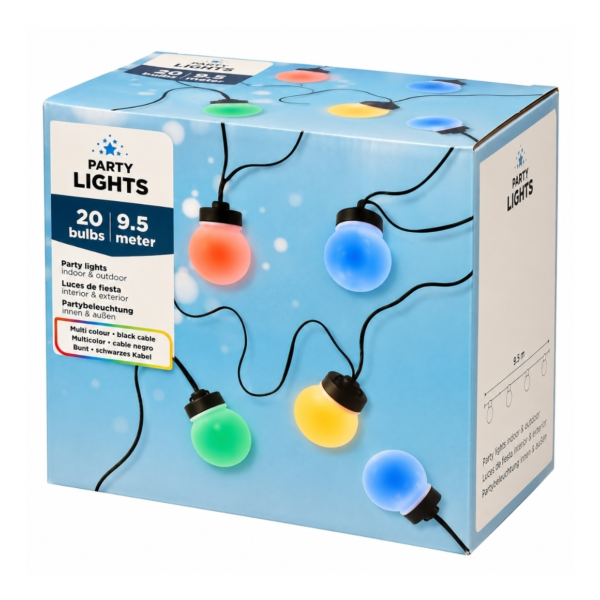 Partylight lichtketting kleur IP44 9,5 m