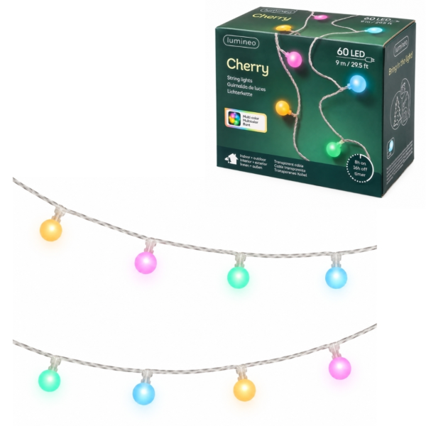 Lumineo partylight Cherry lichtketting kleur IP44 9 m