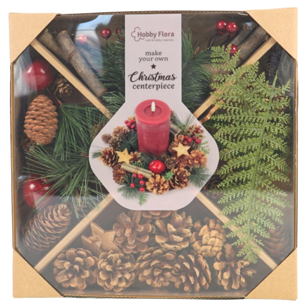 Hobby Flora DIY kerstkrans 25 cm 7 assorti