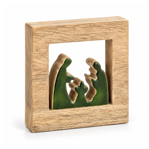 J-Line kerststal hout groen 16 cm