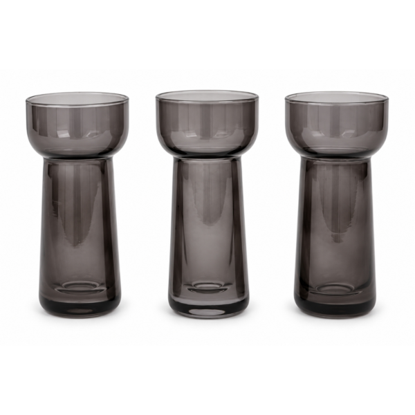 SENZA theelichthouder/vaas grijs 10 cm set van 3
