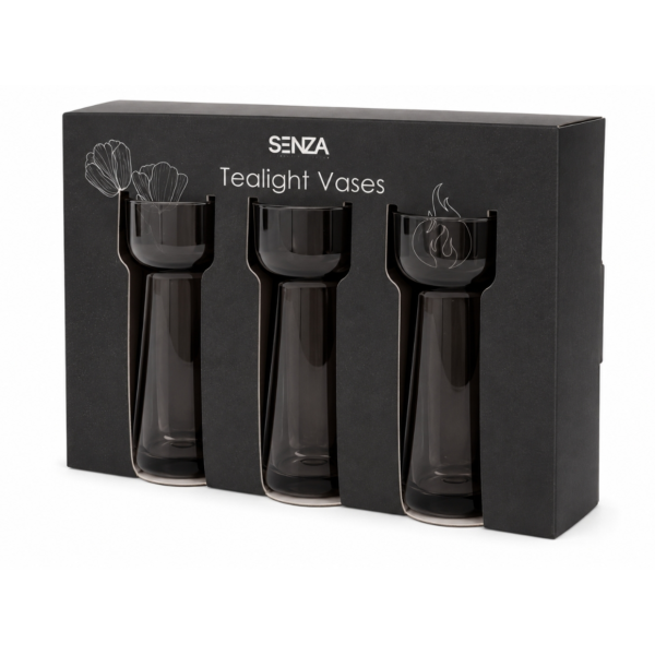 SENZA theelichthouder/vaas grijs 10 cm set van 3