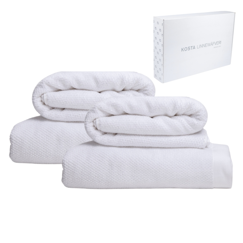 Kosta Linnewafveri handdoekenset 4-delig wit 50 x 70 cm