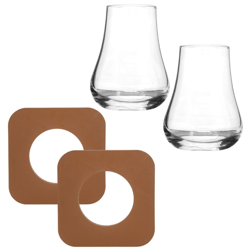 Sagaform Club whiskey proefglazen met onderzetters 150 ml 4-delig