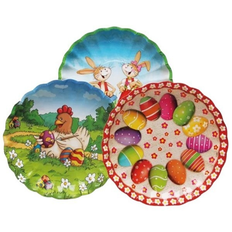 Wegwerpbord karton Pasen 23 cm assorti