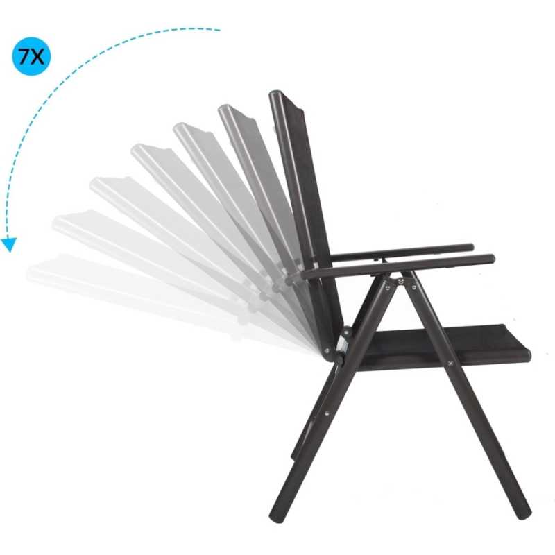 Tuinstoel verstelbaar aluminium antraciet 105 cm