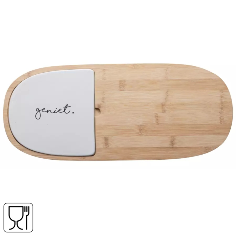 Gusta serveerplank bamboe en keramiek 45 cm