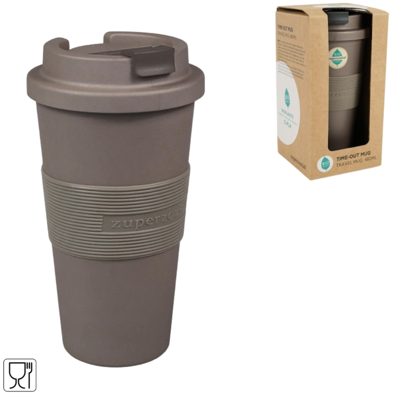 Zuperzozial reisbeker Time-Out bruin 480 ml