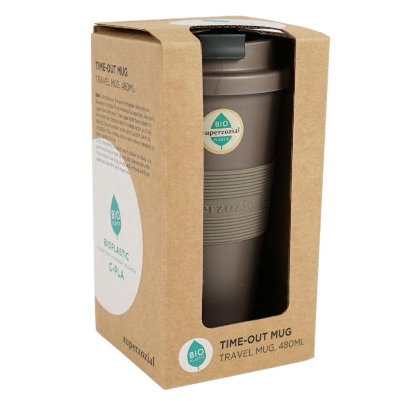 Zuperzozial reisbeker Time-Out bruin 480 ml