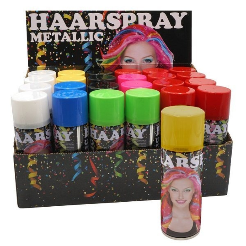 Haarspray geel feest Carnaval spuitbus 250 ml