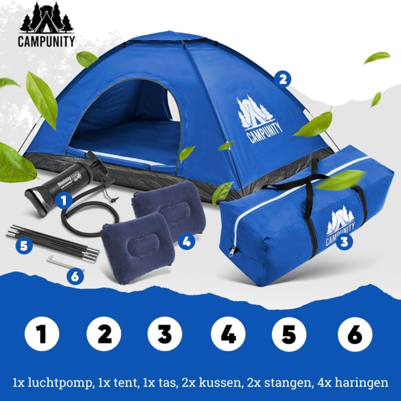 Campunity tent met geïntegreerd luchtbed 230 cm