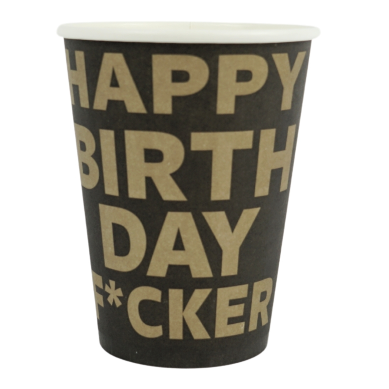 Kartonnen bekers Happy Birthday F*cker 350 ml 8 stuks
