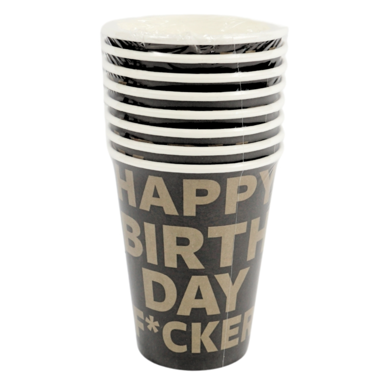 Kartonnen bekers Happy Birthday F*cker 350 ml 8 stuks