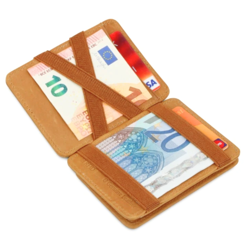 Hunterson magic wallet RFID portefeuille cognac