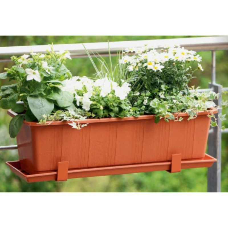 Bloembak incl. 2 beugels terracotta 40 cm