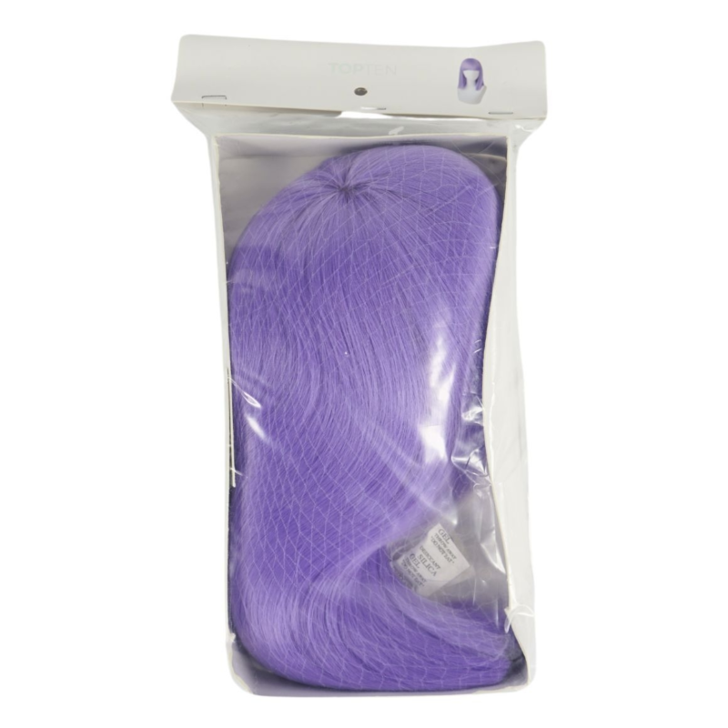 Pruik halflang paars one size