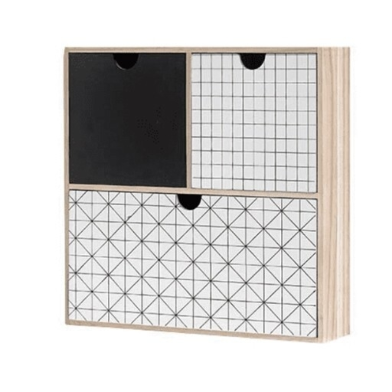 Houten kast 3 laden 40 cm