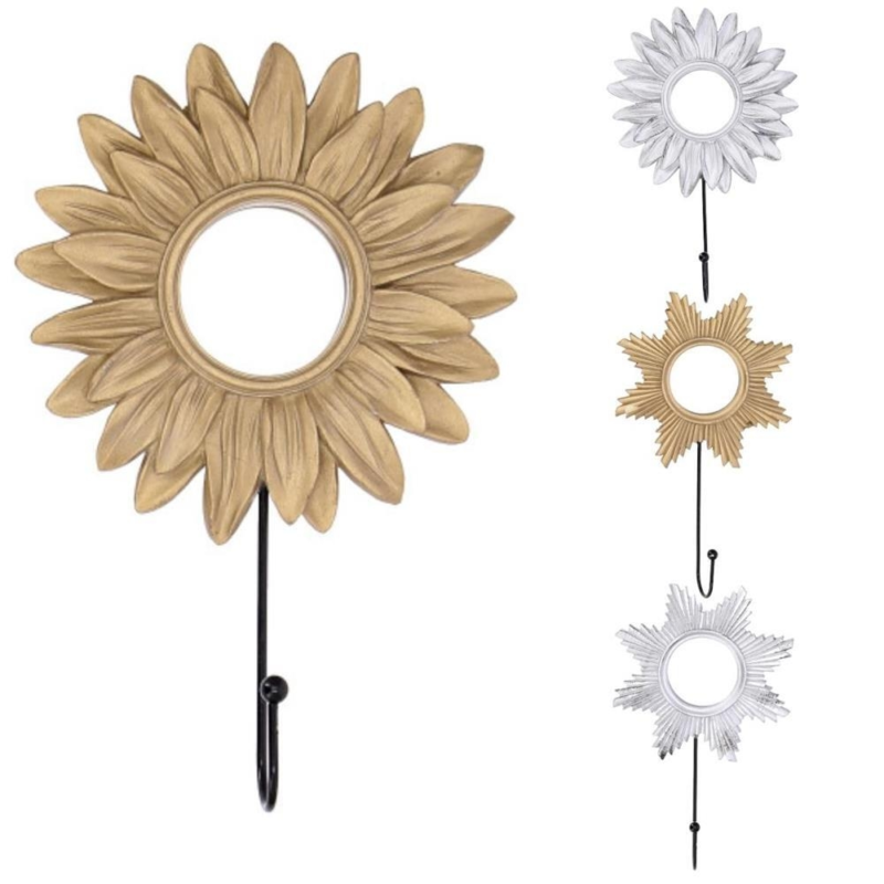 Spiegel met haak 21 cm 4 assorti
