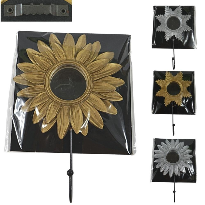 Spiegel met haak 21 cm 4 assorti