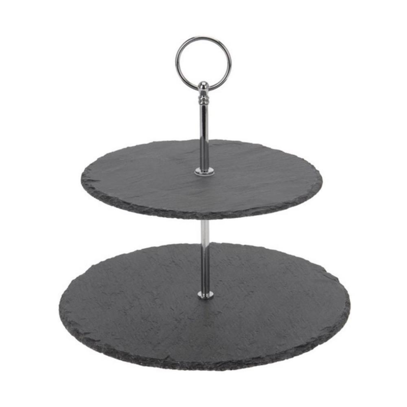 Etagere 2 lagen leisteen antraciet 25 cm