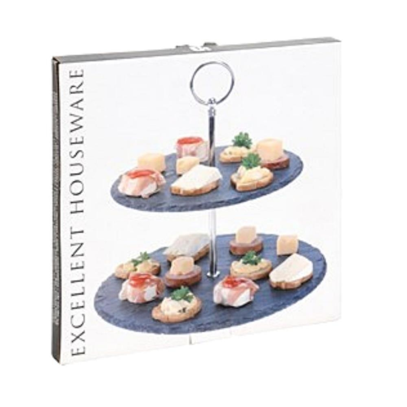 Etagere 2 lagen leisteen antraciet 25 cm