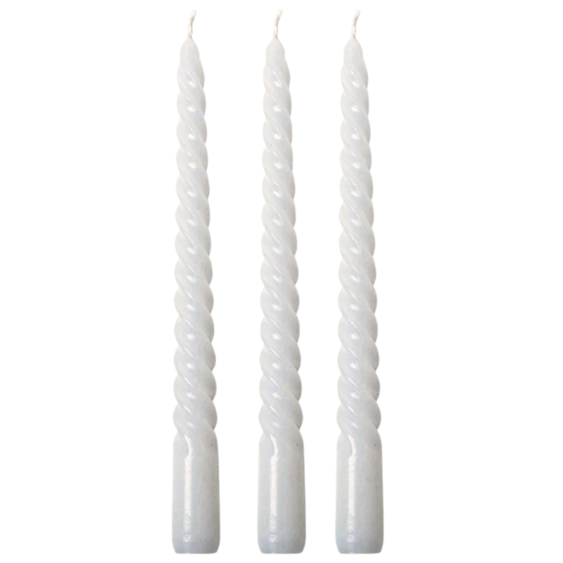 Gusta dinerkaarsen Swirl wit 25 cm set van 3
