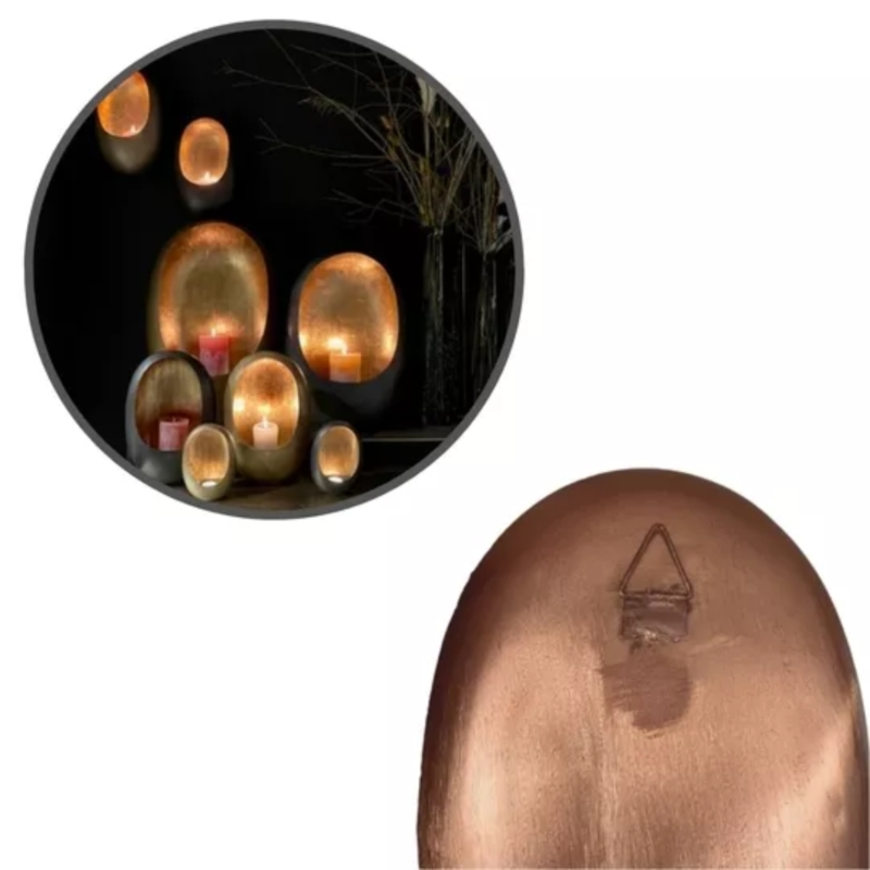 Theelichthouder Marrakech Egg koperkleurig 40 cm