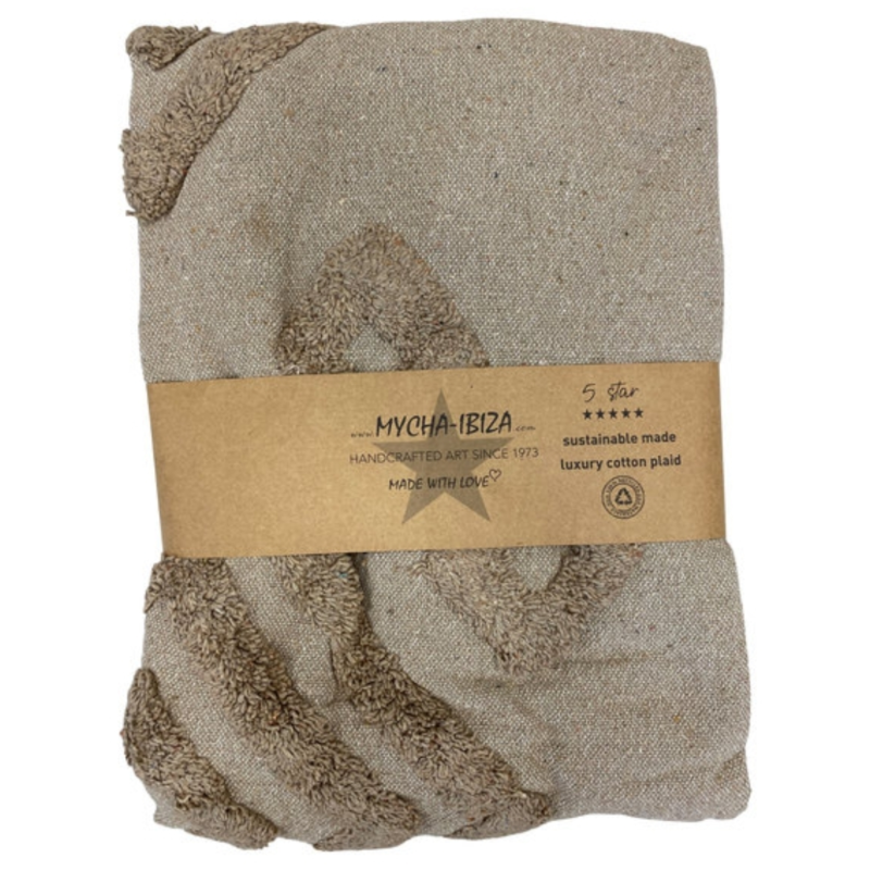 Mycha Ibiza plaid 4 recycelte Baumwolle beige 130 x 170 cm