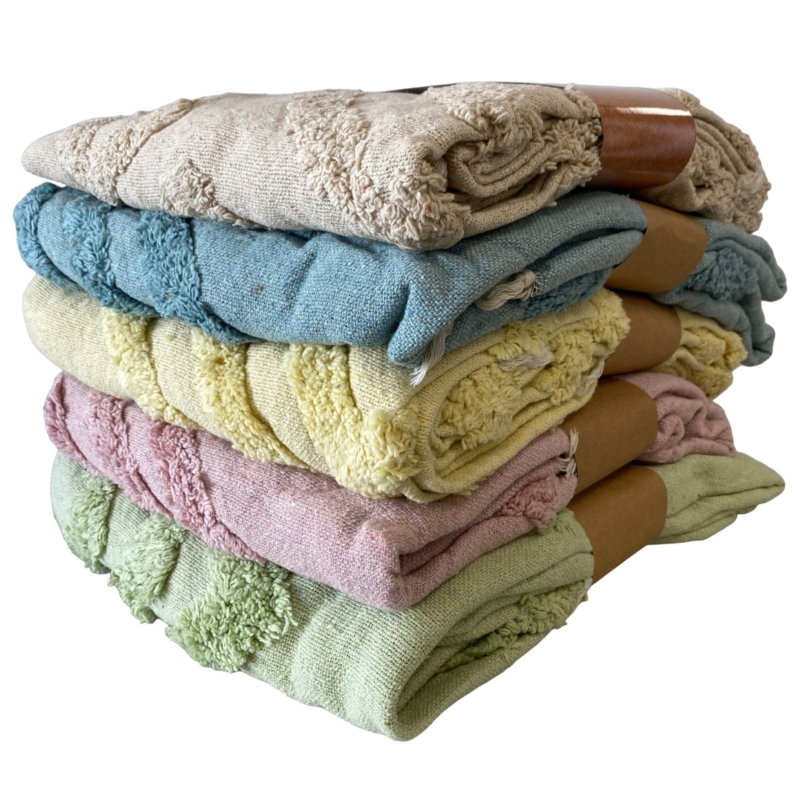 Mycha Ibiza plaid 4 recycelte Baumwolle beige 130 x 170 cm