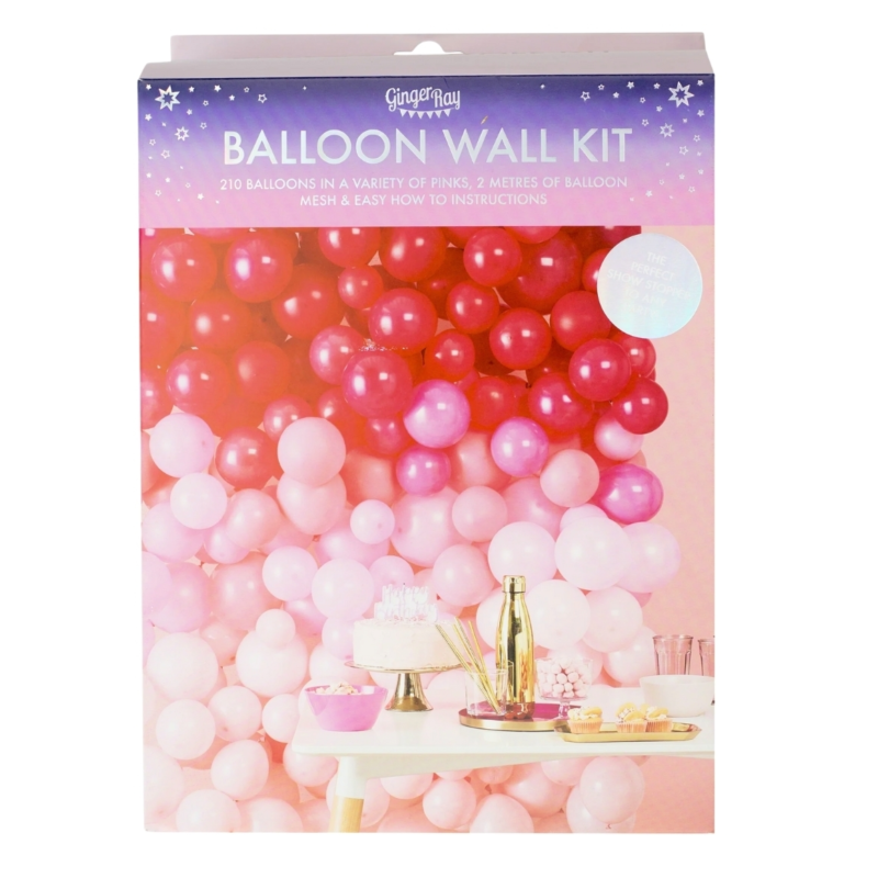 Ginger Ray ballonnen wanddecoratie kit roze 210 stuks