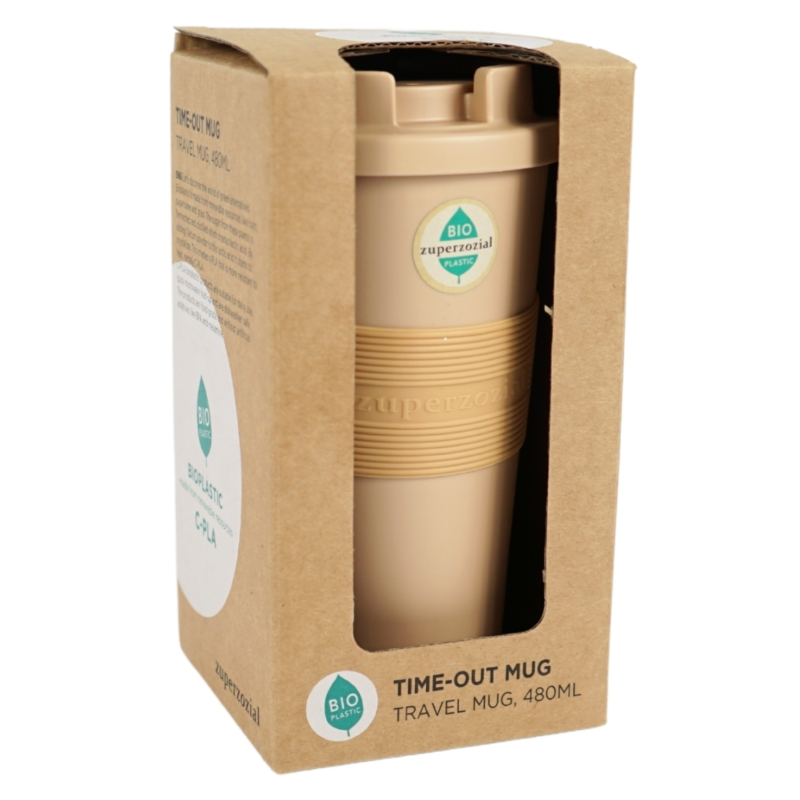 Zuperzozial reisbeker Time-Out beige 480 ml