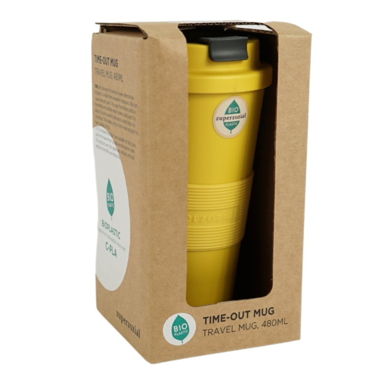 Zuperzozial reisbeker Time-Out geel 480 ml