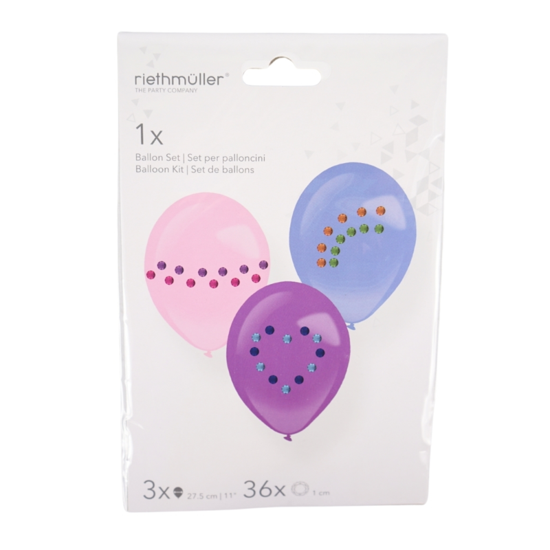 Amscan ballonnen Diamond stickers 27,5 cm set van 3
