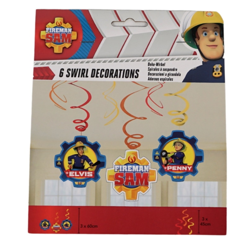 Spiraal hanger Fireman Sam 60 cm set van 6