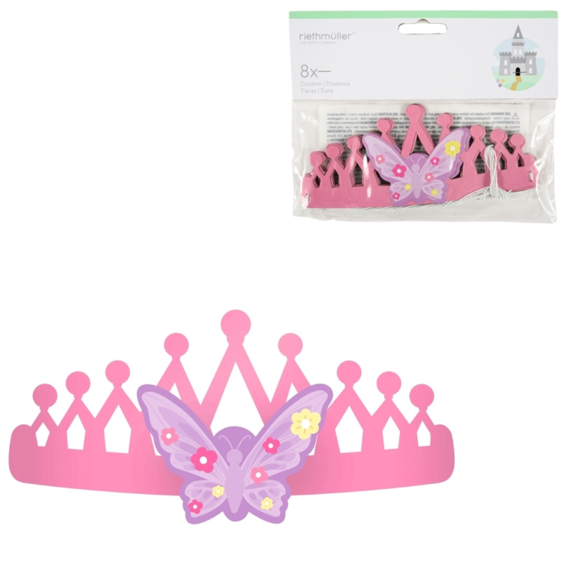 Partyhut Krönchen Prinzessin Papier 16 cm 8 Stück